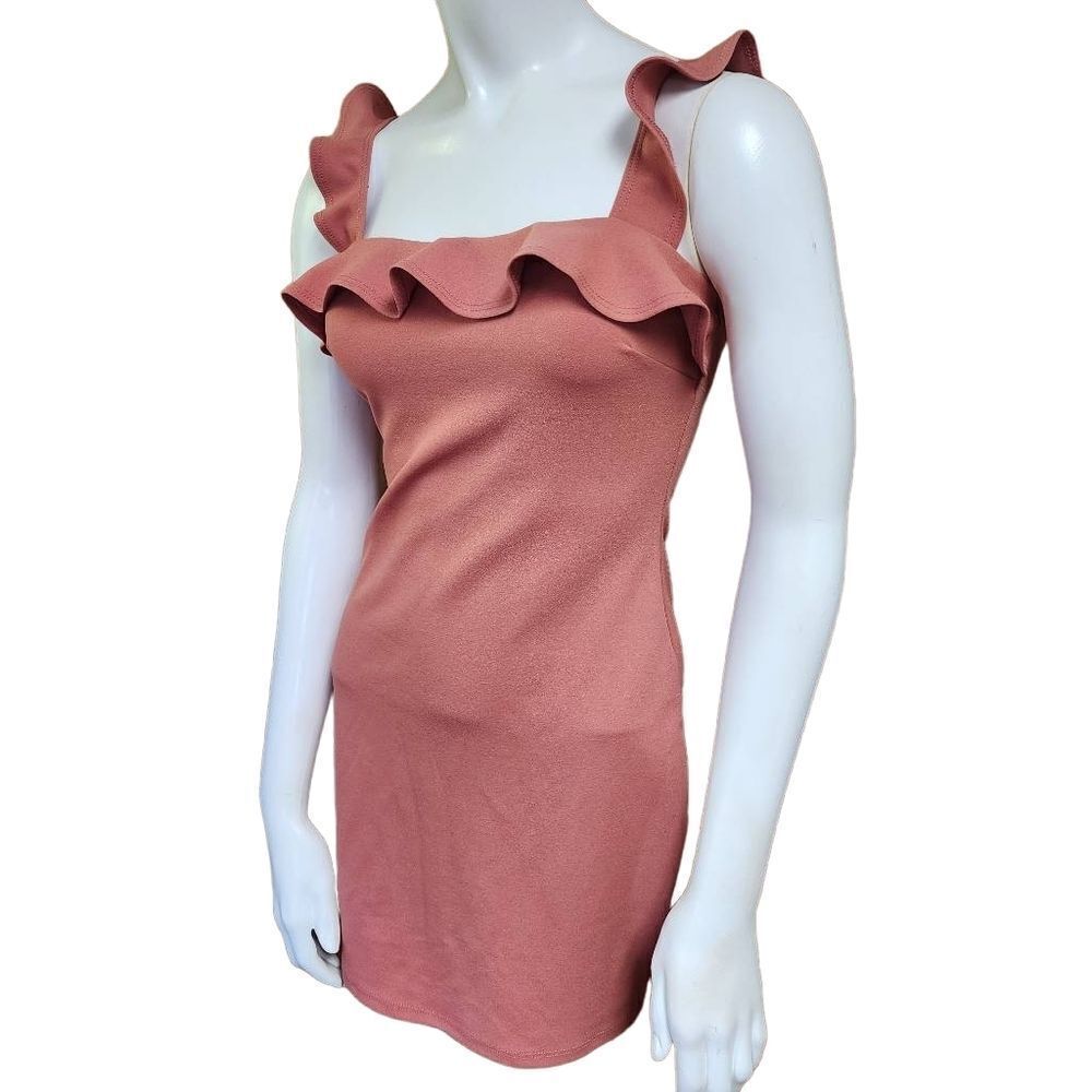 Blue Blush Coral Pink Ruffle Dress (S)